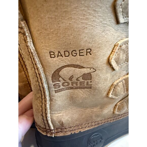 VINTAGE Badger Sorel Women’s Snow Boots Size 7 Brown Leather Waterproof Faux Fur - Picture 7 of 8